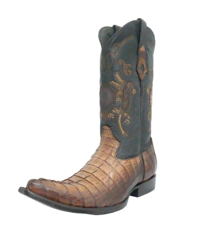 Cuadra Men's Genuine Caiman Tail Snip Toe Boot - Burnt Brown