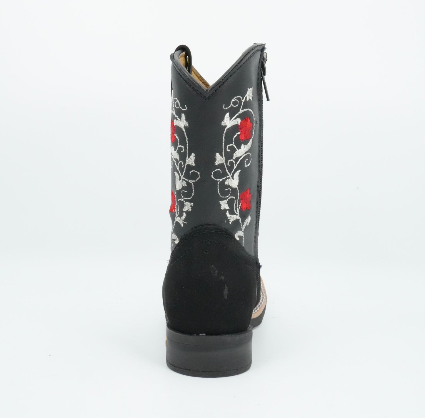 A&A Kid's Black Nobuck Red Flowers Boot