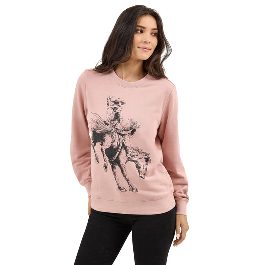 Wrangler Women's Misty Rose Rodeo Graphic Crew Sweatshirt