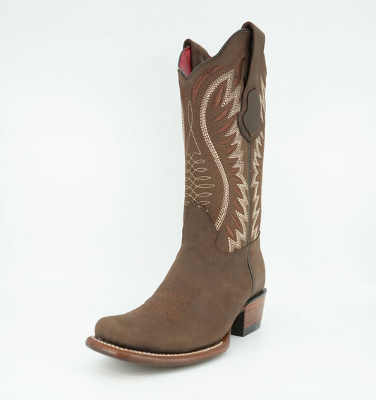 Los Altos Women's Crazy Brown Semi Square Toe Dubai Boot