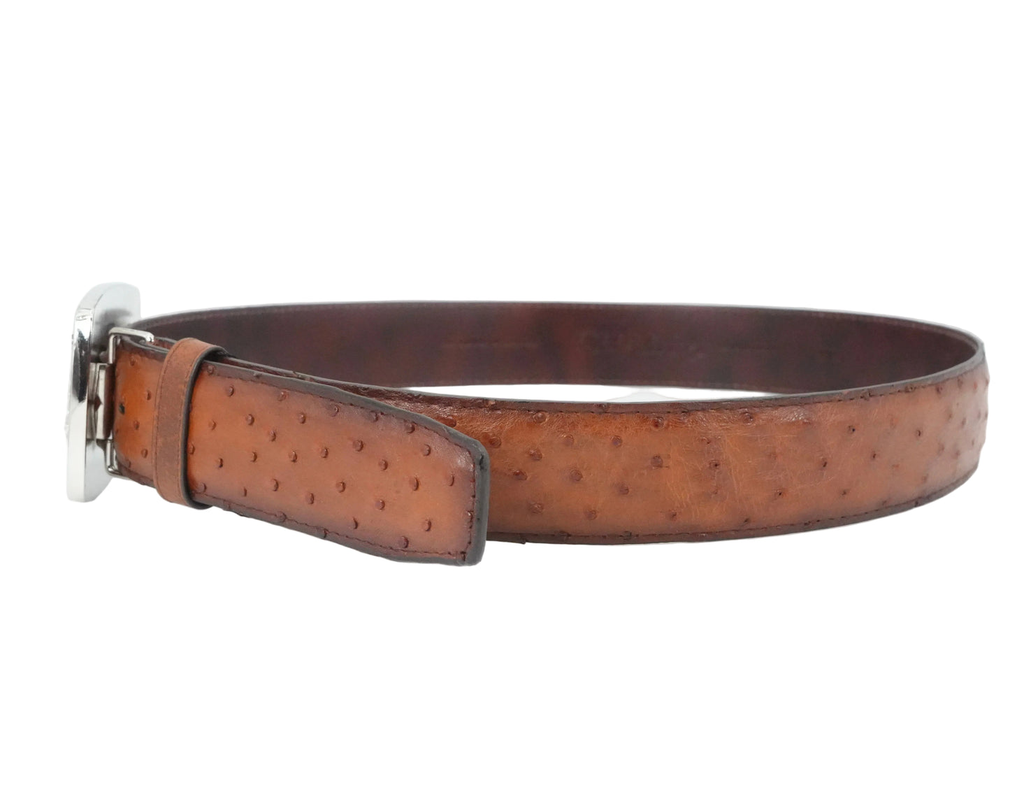 Cuadra Men's Western Ostrich Leather Belt - Moroni Chestnut