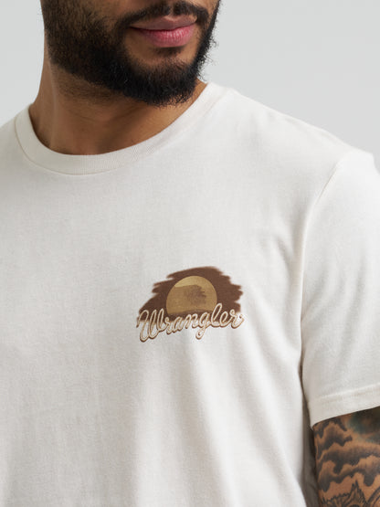 Wrangler Men's Sunset Cowboy Back Graphic T-Shirt - Marshmallow