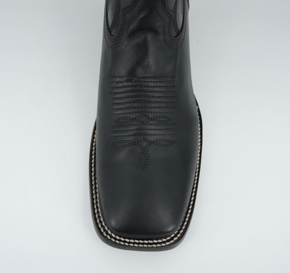 Wild West Men's Belmont Laser Black Wide Square Toe Boot