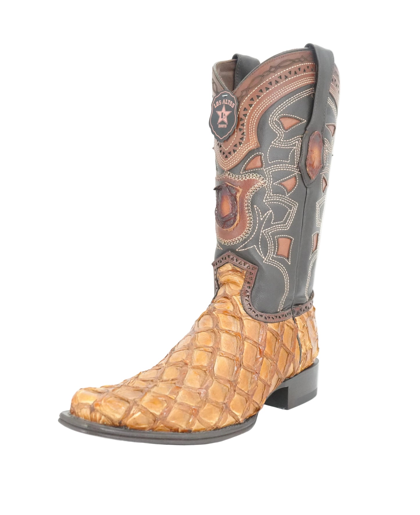 Los Altos Men's Pirarucu Versache Toe Boot - Brunt Yellow