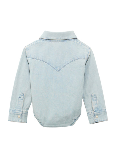 Wrangler Baby Unisex Western Long Sleeve Faded Blue Denim Bodysuit