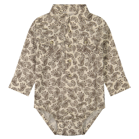 Wrangler Boy's Long Sleeve Western Snap Bodysuit - Beige