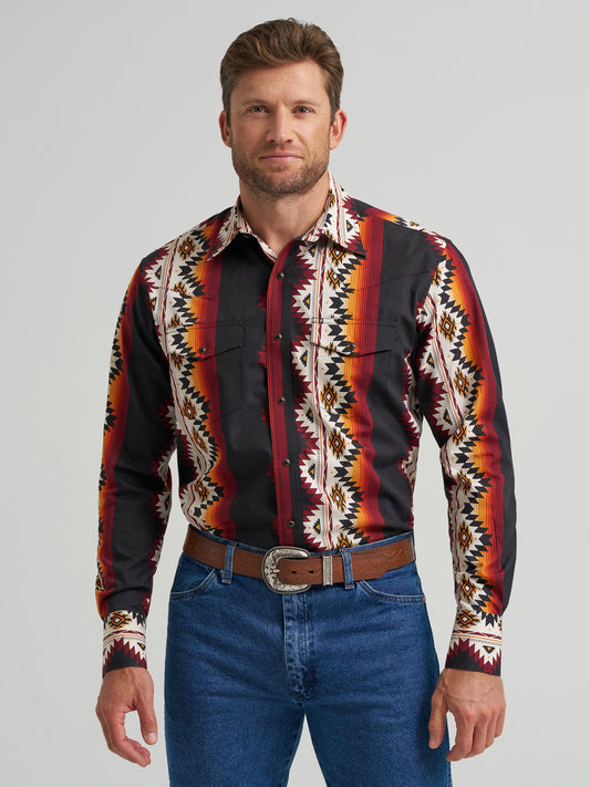 Wrangler x Checotah Western Snap Printed Long Sleeve Shirt