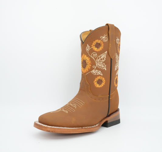 Quincy Kid's Crazy Tang Sunflowers Square Toe Boot