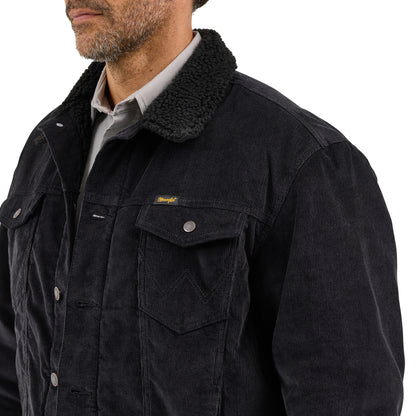 Men's Wrangler Cowboy Cut Sherpa Lined Corduroy Jacket - Black