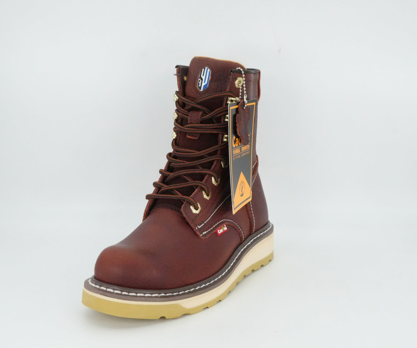 Cactus Men's Leather Lace Up Work Boot - Wine