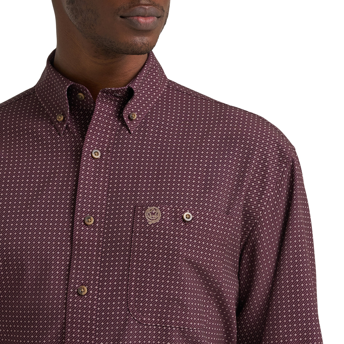Wrangler Men's George Straight Performance Button Down Shirt - Wine