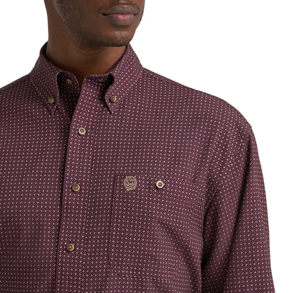 Wrangler Men's George Straight Performance Button Down Shirt - Wine