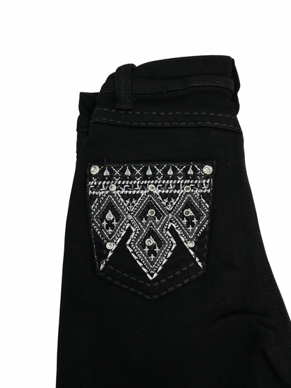 Girl's Miranda Bling Diamonds Pocket Black Bootcut Jean