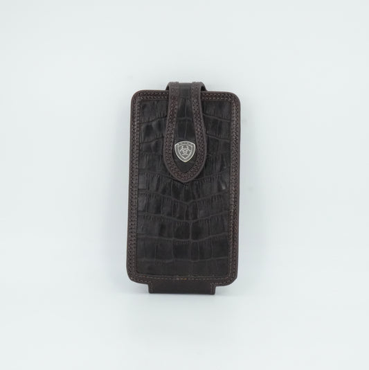 Ariat Imitation Caiman Large Cell Phone Case - Dark Brown