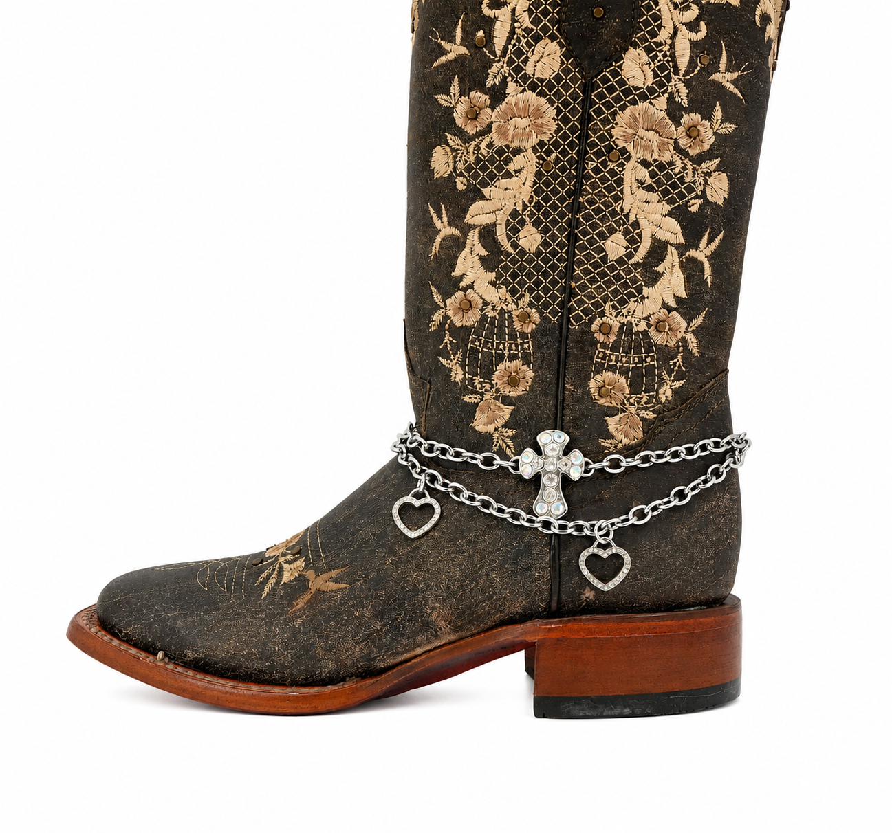 Women's Charm Chain Boot Accessory - Bling Cross/Hearts