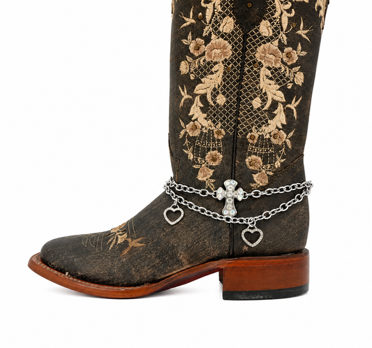 Women's Charm Chain Boot Accessory - Bling Cross/Hearts