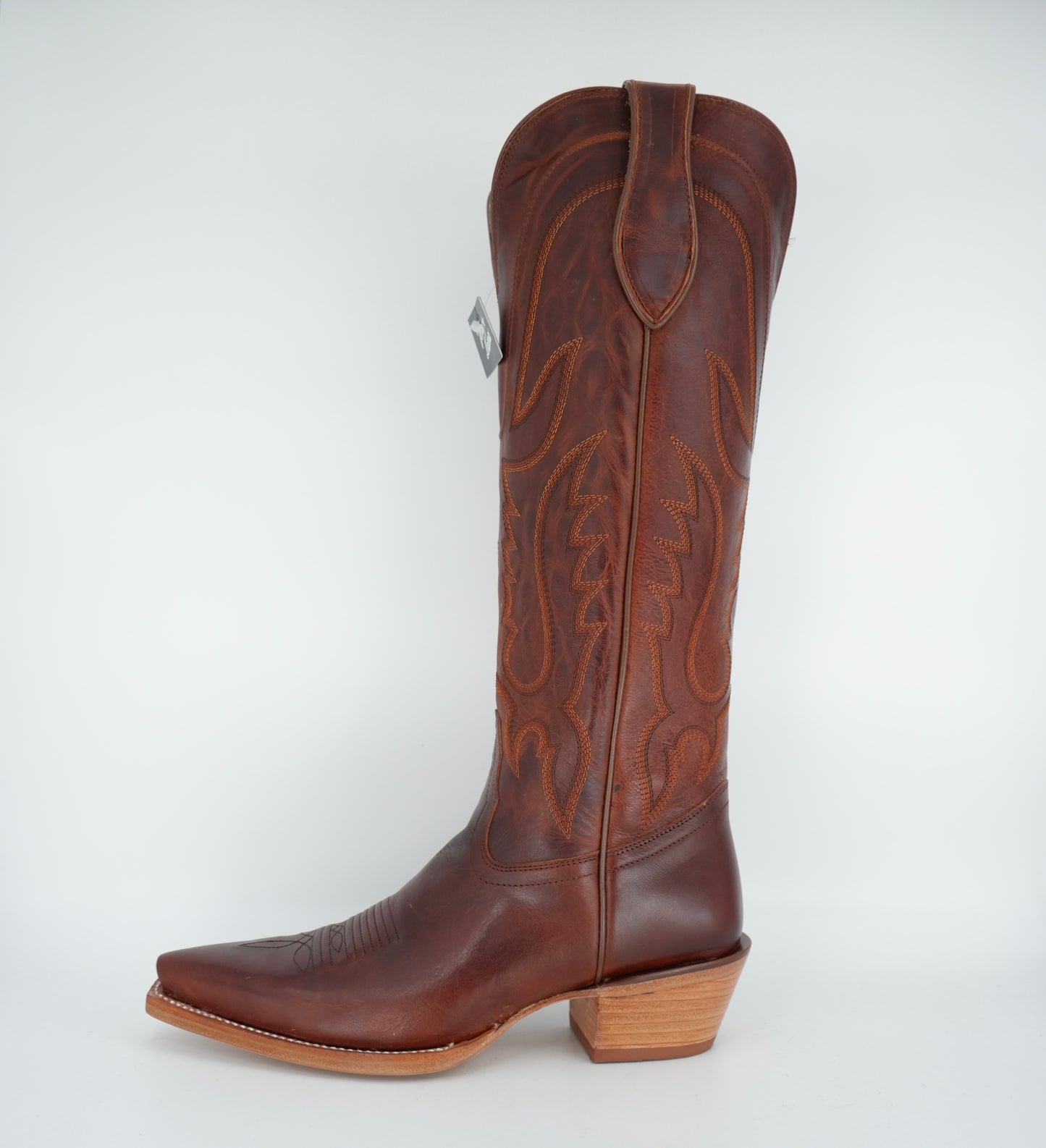 Tony Lama Women's Jess Tall Western Snip Toe Boot Cognac