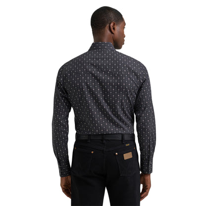 Wrangler Men's Retro Aztec Print Long Sleeve Western - Black Charcoal