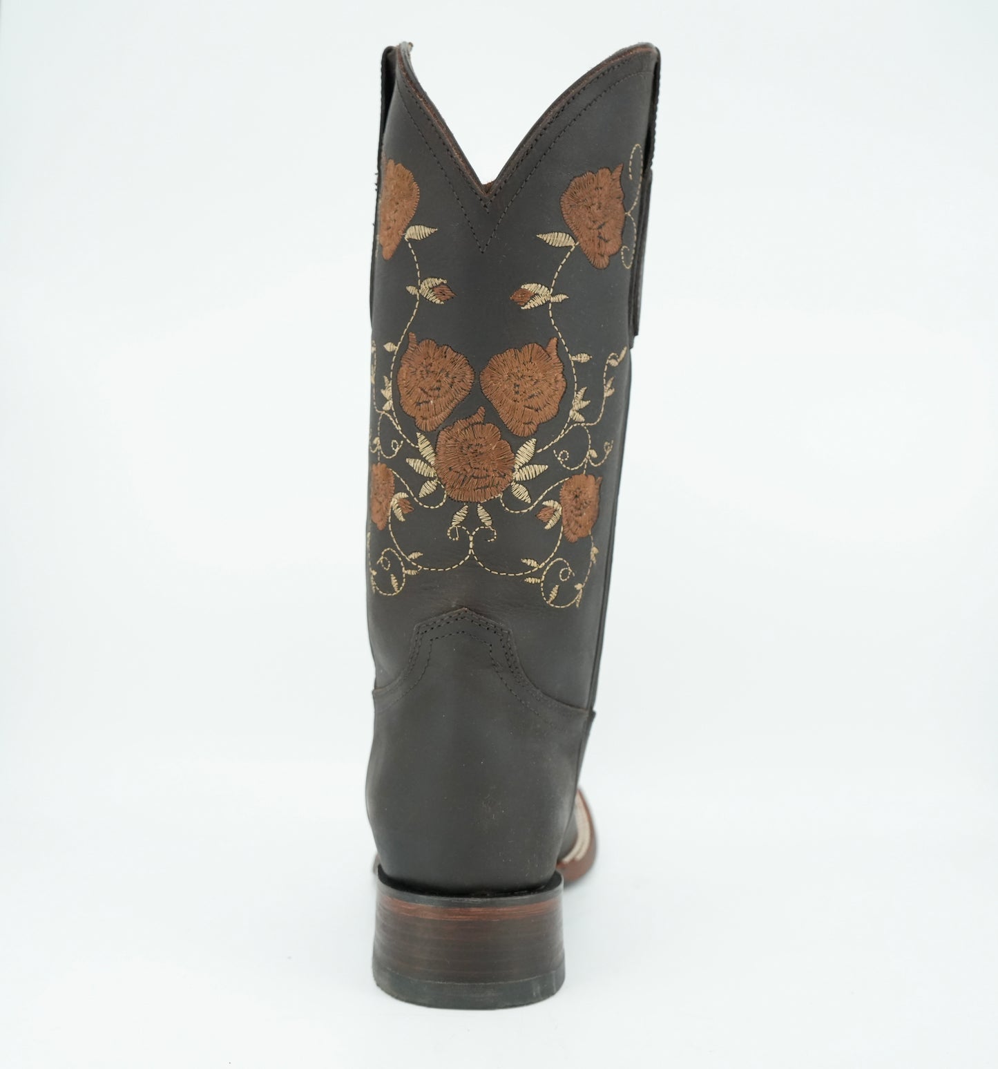 Vaquero Signature Women’s Brown Grasso Flowers Wide Square Toe Boot