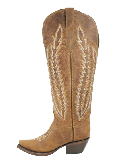 Rock'em Women's Gia Tall Wide Calf Snip Toe Boot - Camel