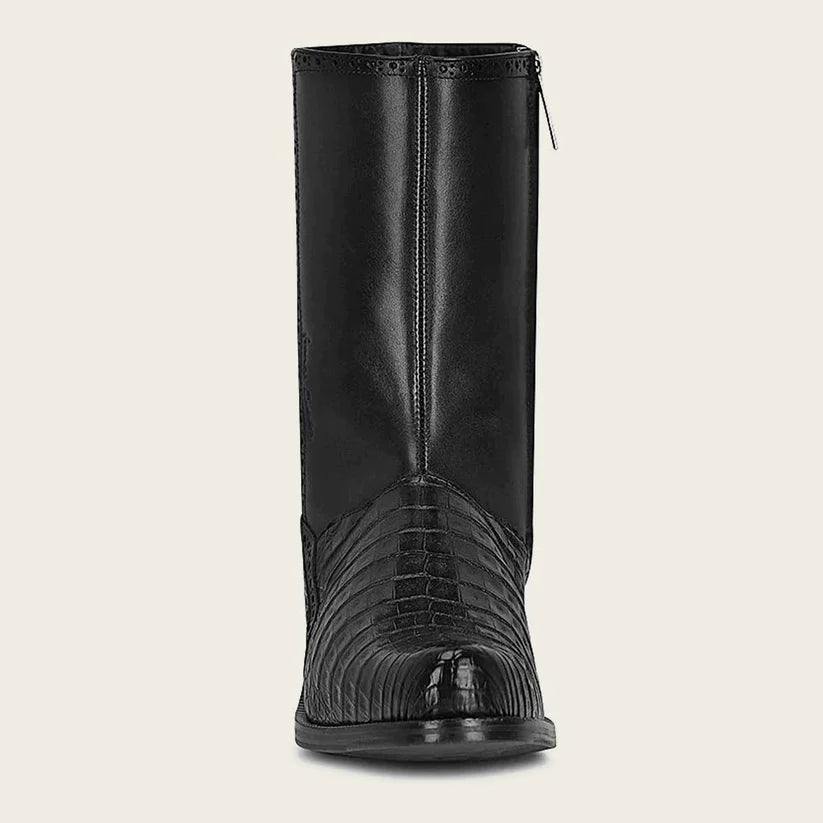 Cuadra Men's Black Genuine Caiman Belly Leather Short Boot