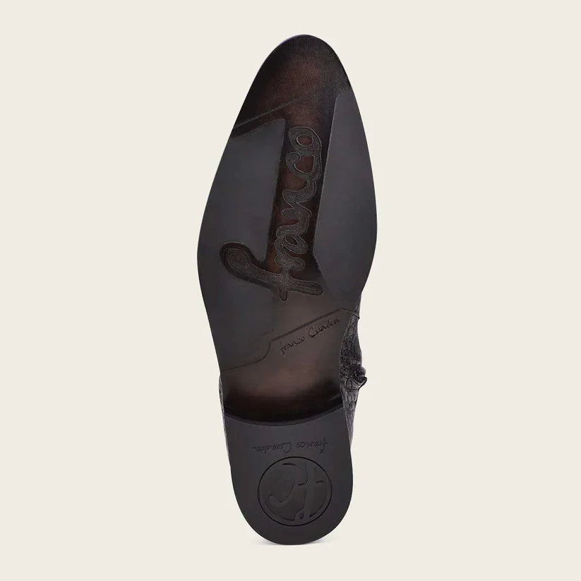 Cuadra Men's Black Genuine Caiman Belly Leather Short Boot