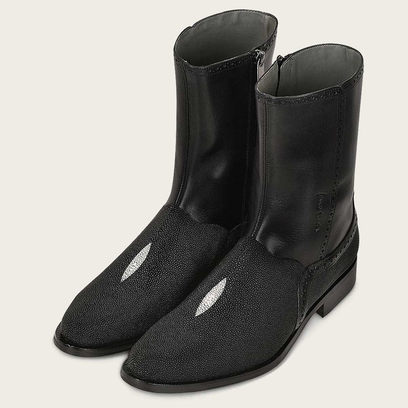 Cuadra Men's Black Genuine Stingray Leather Short Boot