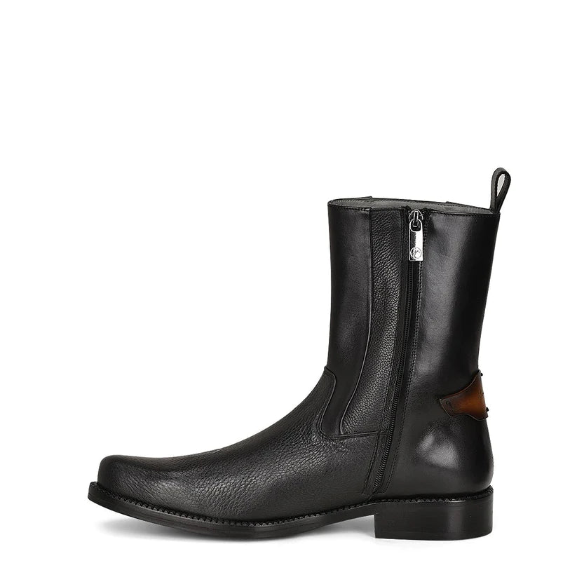 Cuadra Men's Black Genuine Deer Leather Short Boot