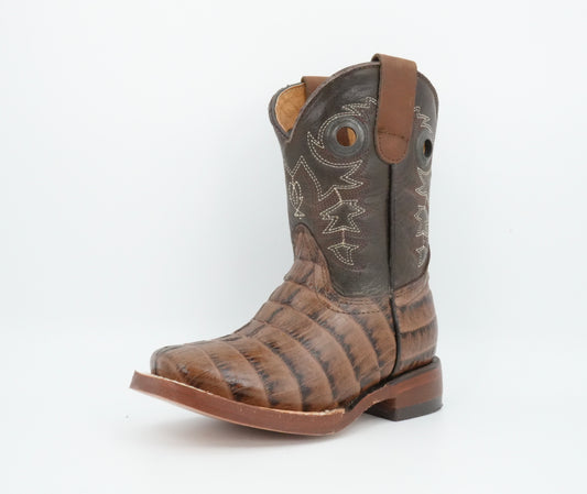 A&A Kid's Brown Caiman Tail Print Boot