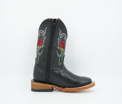 Chaparral Kid’s Flowers Embroidery Black Boot