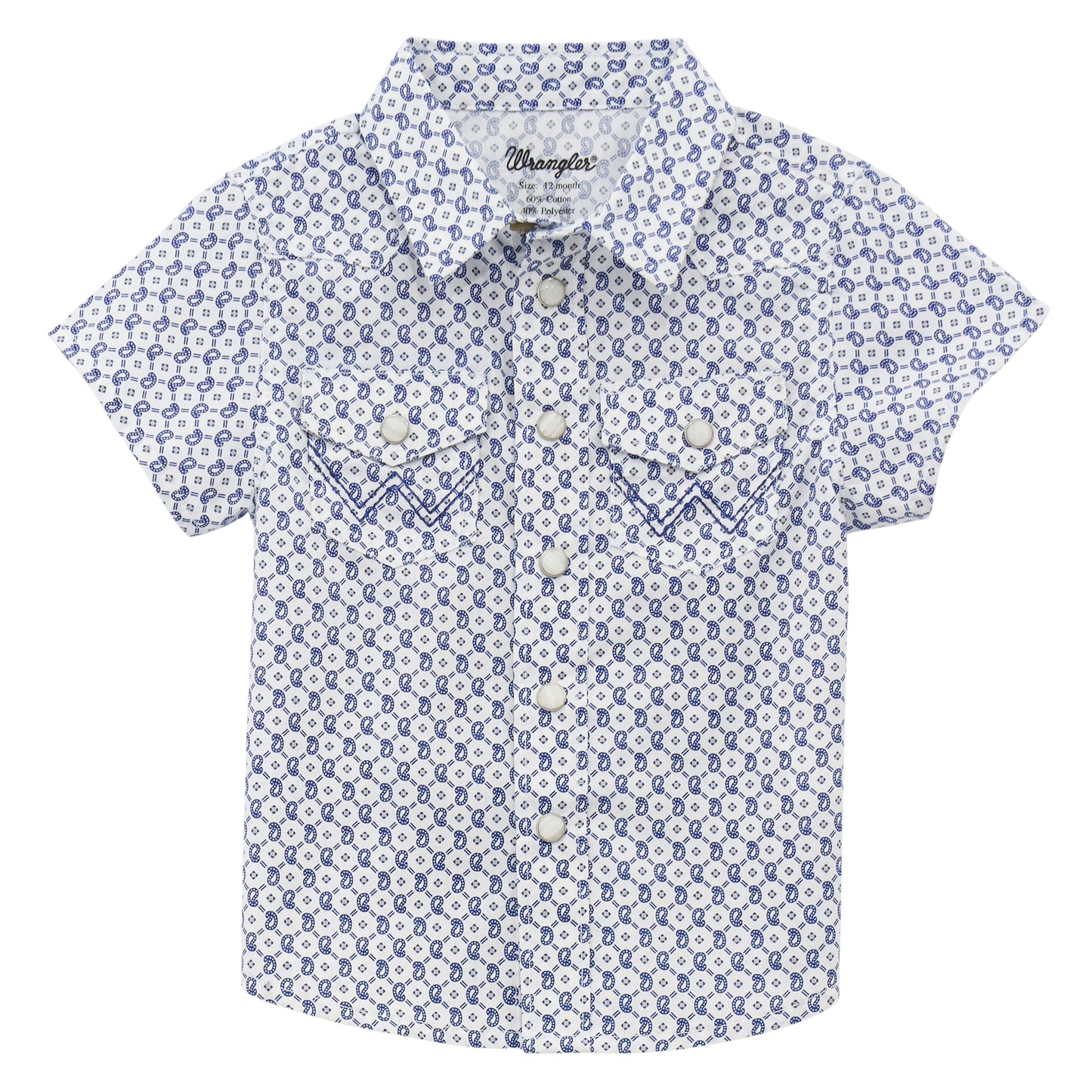 Wrangler Infant Short Sleeve Button Down Shirt - Navy Circle Geo