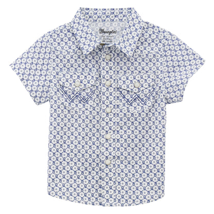 Wrangler Infant Short Sleeve Button Down Shirt - Navy Circle Geo