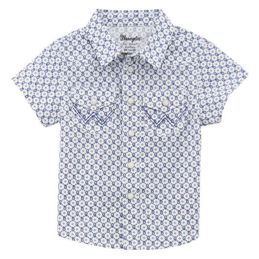 Wrangler Infant Short Sleeve Button Down Shirt - Navy Circle Geo