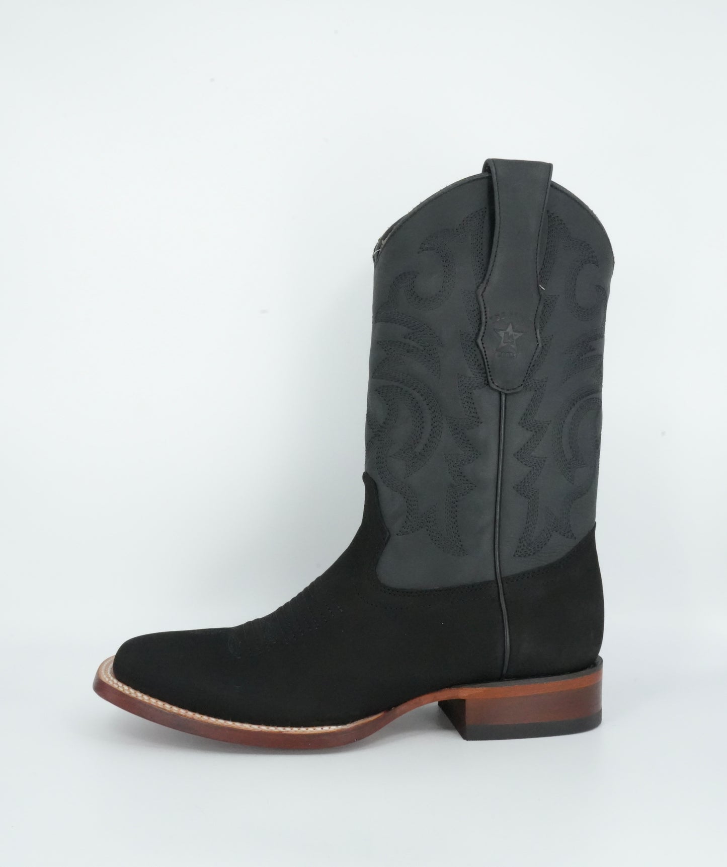 Los Altos Men's Nobuck Black Wide Square Toe Boot