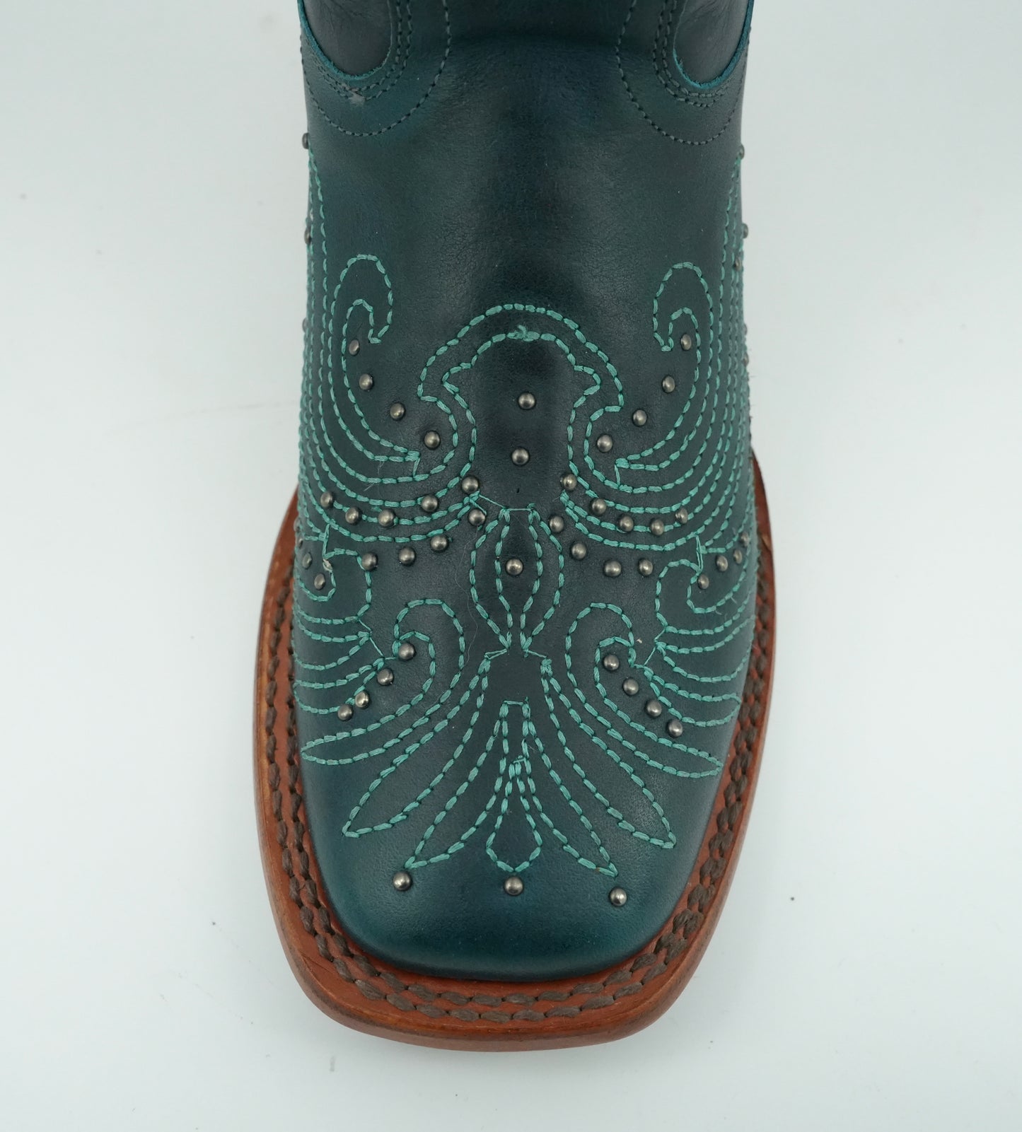 Quincy Women's Embroidered Crazy Dark Turquoise Square Toe Boot