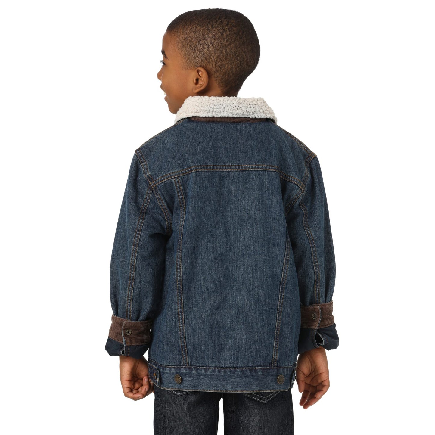 Boy's Wrangler Western Sherpa Lined Rustic Blue Denim Jacket