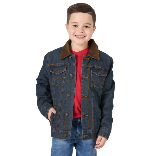 Boy's Wrangler Blanket Lined Rustic Blue Denim Jacket