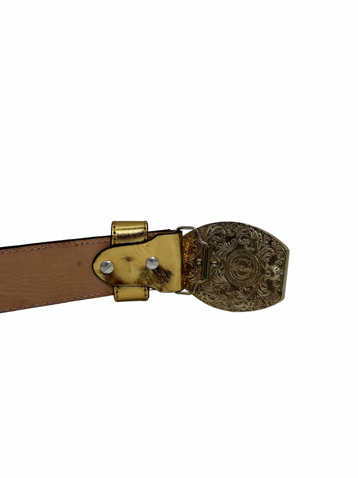 Men's Modern Western Gold Centenario Laser Leather Belt