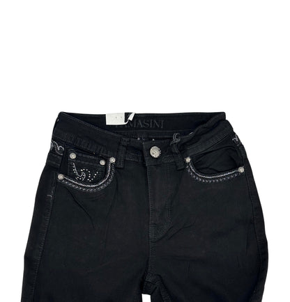 Lamasini Black Bling Studded Pocket Design Bootcut Jean