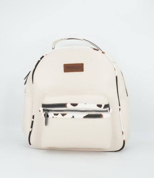 Wrangler Cow Print Backpack With Coin Pouch - Tan