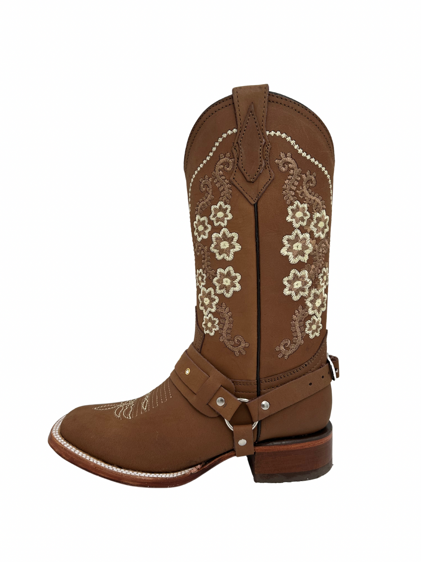 La Sierra Women's Tang Floral Strapped Square Toe Boot