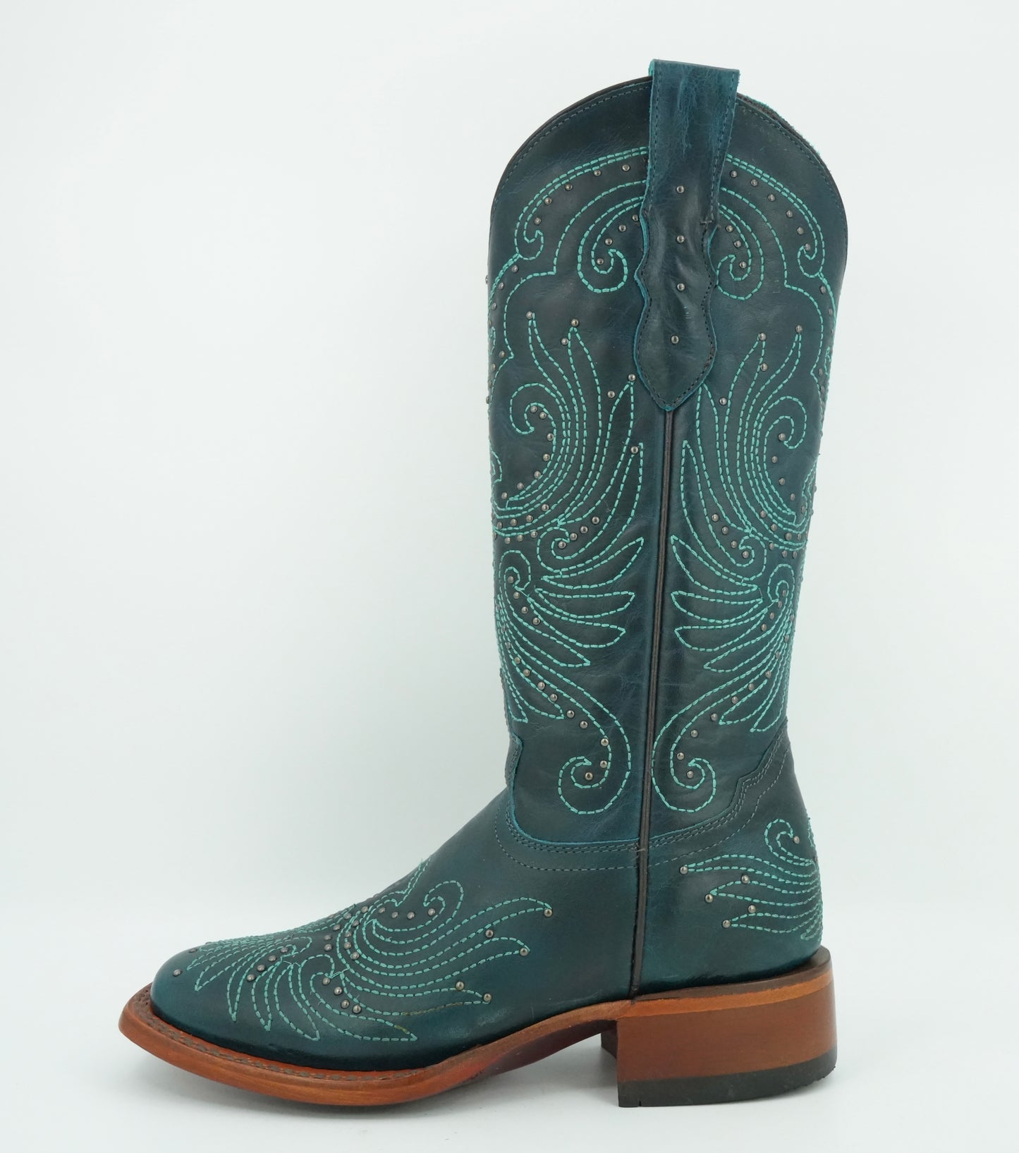 Quincy Women's Embroidered Crazy Dark Turquoise Square Toe Boot