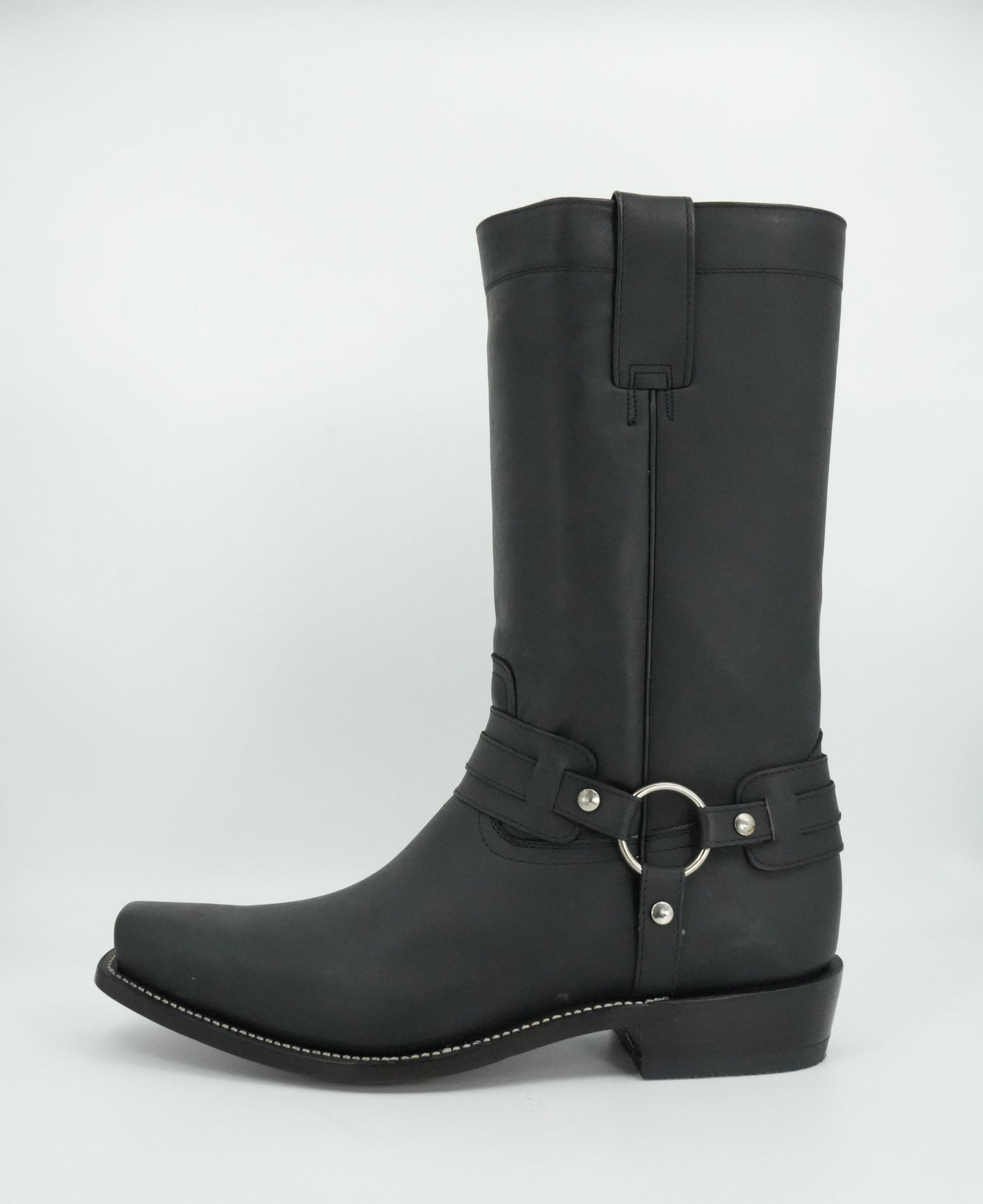 Indomable's Men's Black Leather Trompa De Puerco Narrow Square Toe Boot