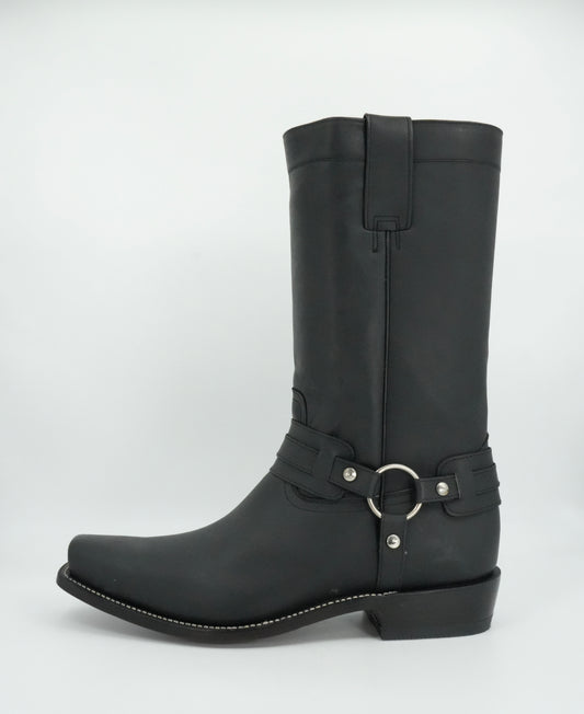 Indomable's Men's Black Leather Trompa De Puerco Narrow Square Toe Boot
