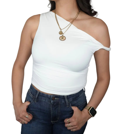 Women's Jaime Light Weight One Shoulder Top - White