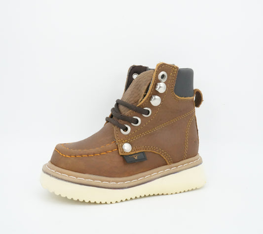 Hooch Kid's Work Boot Tan Moc Toe Boot