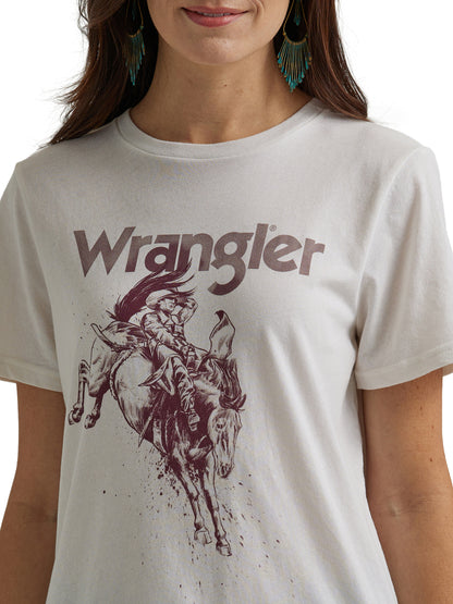 Wrangler Women's Logo Cowboy Short Sleeve Marshmallow Tee