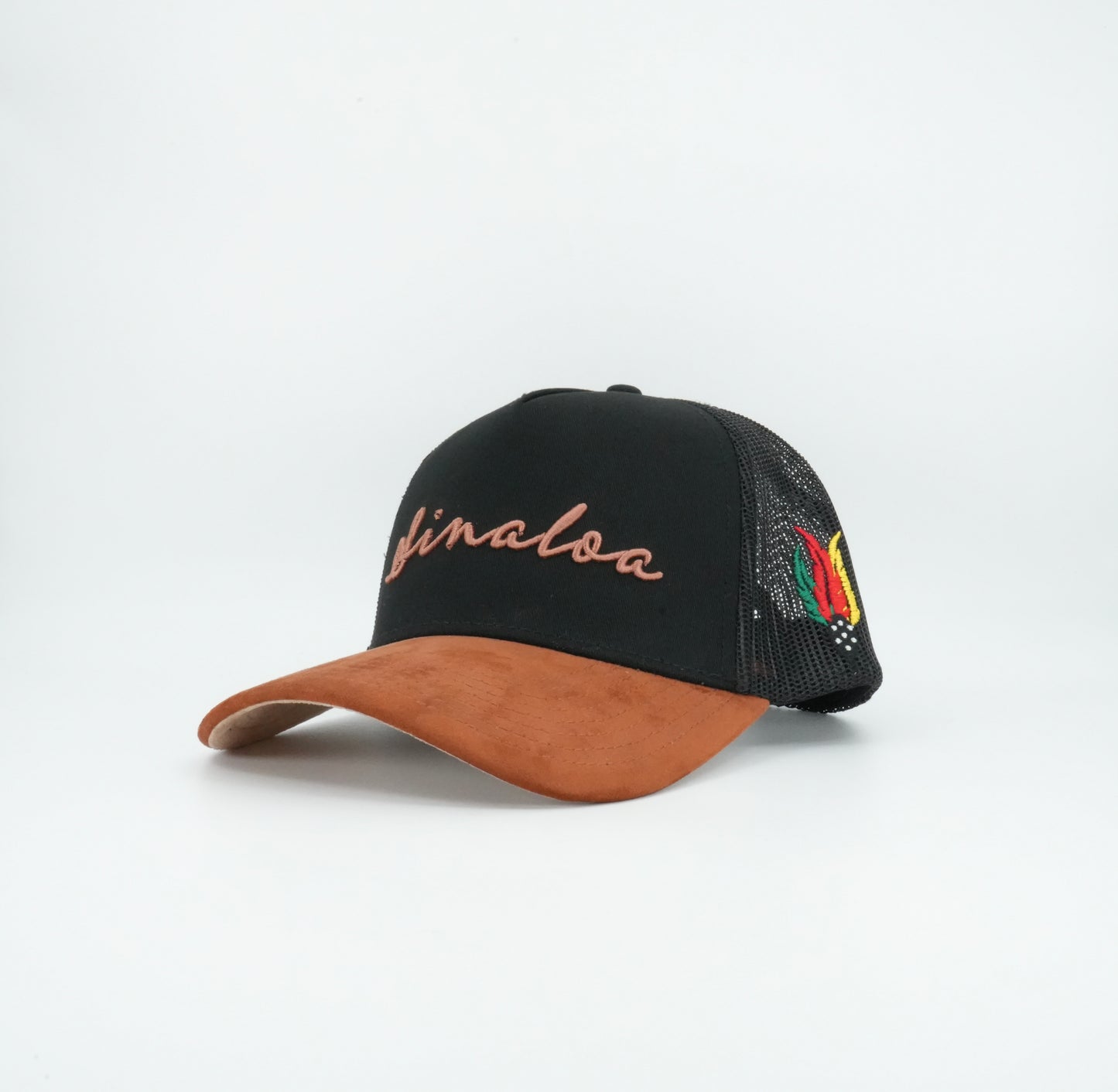 45 Sinaloa Cursive Trucker Cap Black Rust