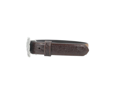 Kid's Ariat Square Engraved Buckle Leather Belt - Brown