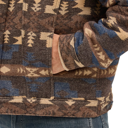 Men's Wrangler Sherpa Lined Jacquard Print Jacket - Chocolate